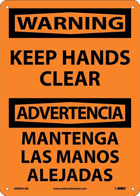 Warning Keep Hands Clear Sign Bilingual Esw501ab