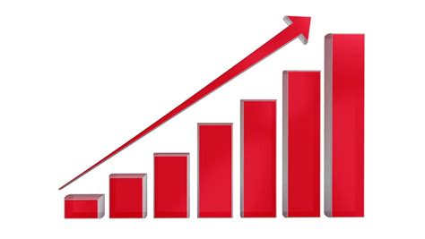3d Growing Business Chart Bar Graph In Red With Climbing Arrow 8