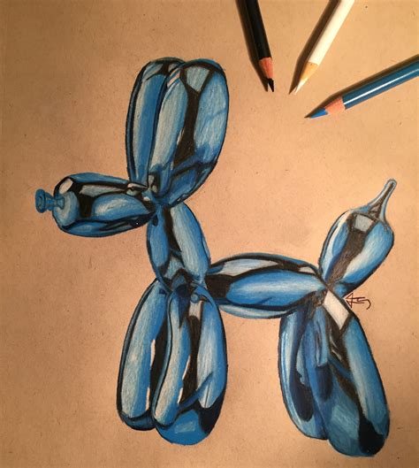 Drawing Of A Balloon Dog In Prismacolor Pencils Bunte Zeichnungen