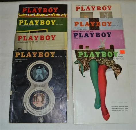 VINTAGE NUDE LOT 8 1958 Playboy Magazines Mar Apr May June Aug Sep Oct
