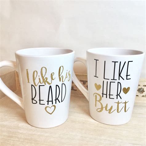 His And Her Coffee Mugs I Like Her Butt I Like His Beard Personalized Coffee Mugs Diy Mugs Mugs