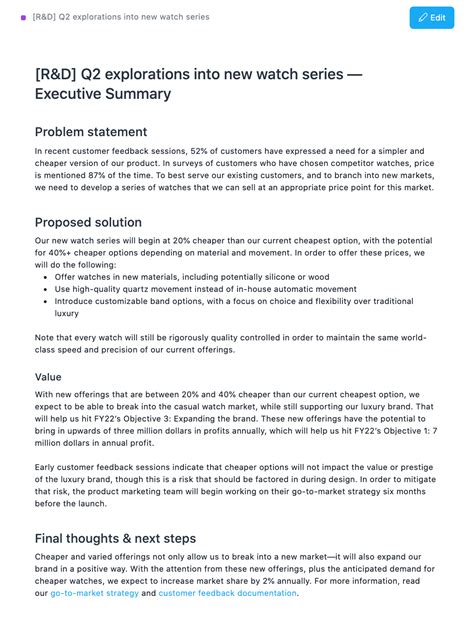 Business Report Example Executive Summary