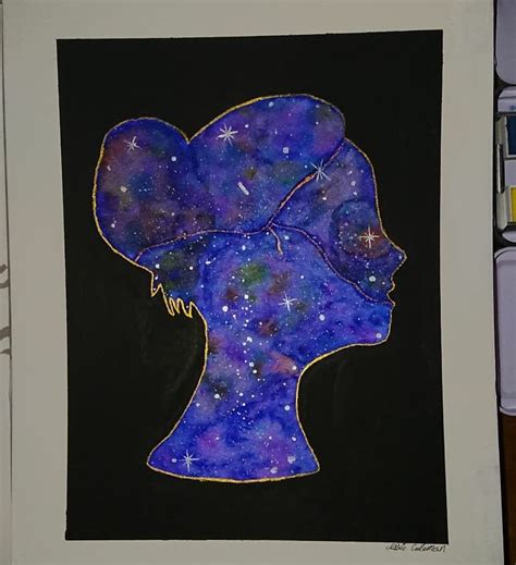 Galaxy Girl Watercolor Galaxy Art