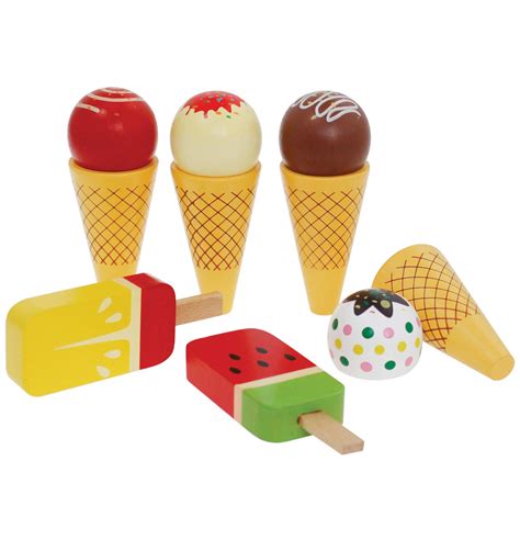 Buy Wooden Ice Cream Set Ice Cream Cones And Ice Lollies Pretend Play