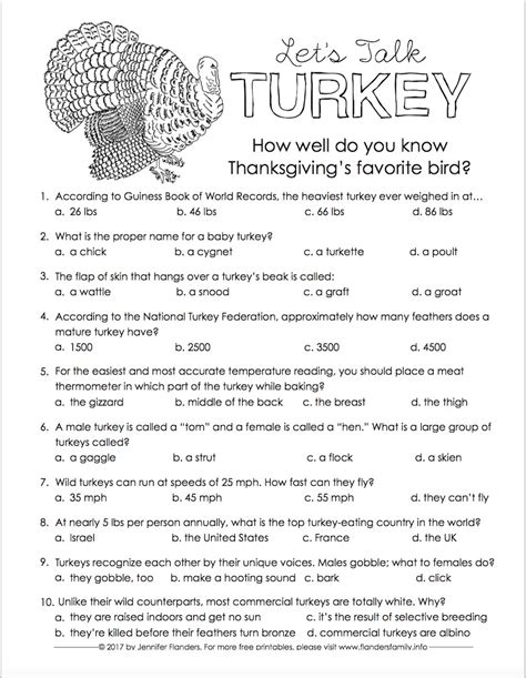 Free Printable Thanksgiving Trivia