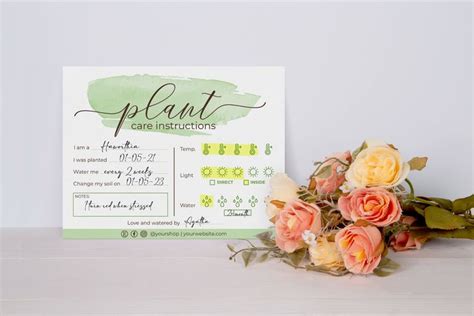 Editable Plant Care Card Printable Plant Care Template Multi Use