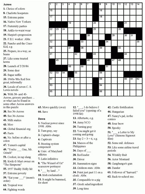 10 Best Large Print Easy Crossword Puzzles Printable Printableecom 10