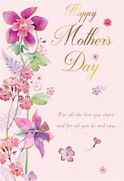 Happy Mothers Day Card Special Embellished Flowers Cards