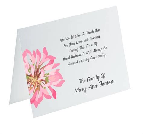 Funeral Thank You Cards Sympathy Acknowledgement Cards