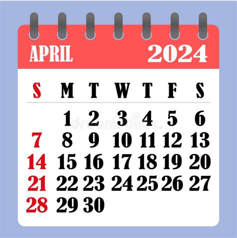 April 2024 Table Calendar 3d Illustration Stock Illustration