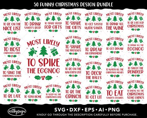 Funny Christmas Svg Most Likely To Svg Design Bundle Etsy