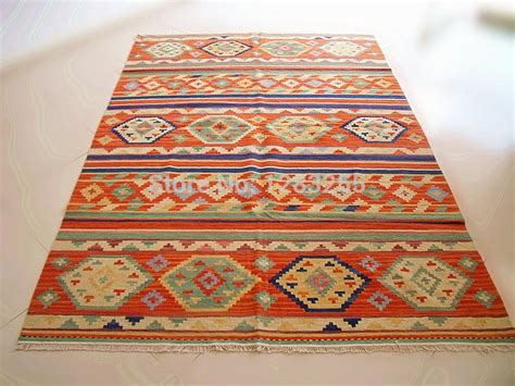 Bohemian Floor Carpet Vintage Handwoven Wool Carpets Thin Carpet Kilim
