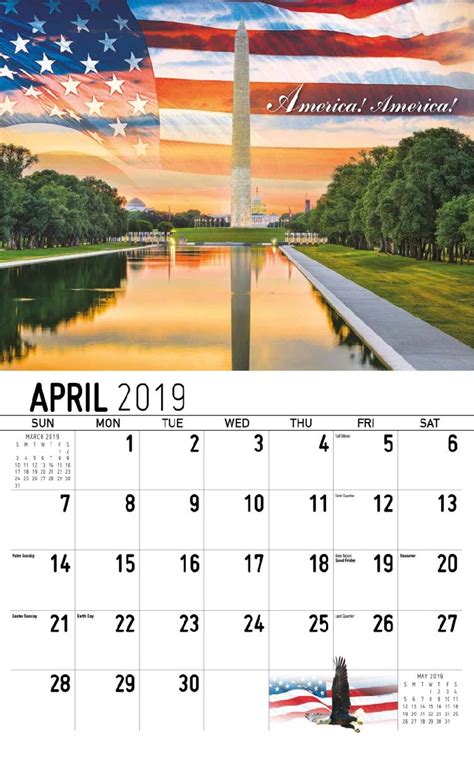 America The Beautiful Wall Calendar April