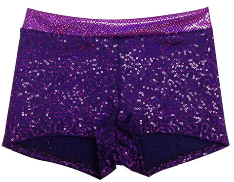 Purple Glitzy Sequined Dance Shorts With Glitzy Mystique