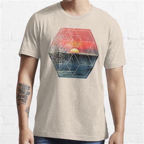 Nature And Geometry Sunset At Sea Polygonal Design T Shirt For Sale