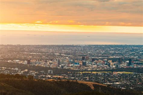 Adelaide City Skyline At Sunset Stock Image Image Of Outdoors