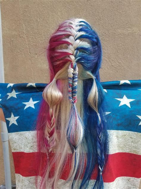 Patriotic Hair Red White And Blue Hair America Hair Rainbow Hair Cute