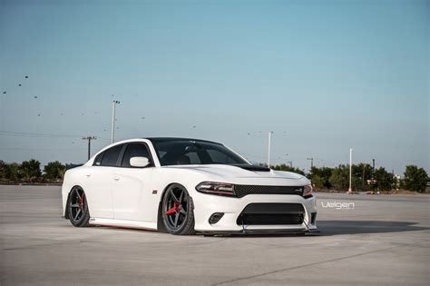 Stanced Out White Charger Sports Custom Velgen Wheels — Gallery