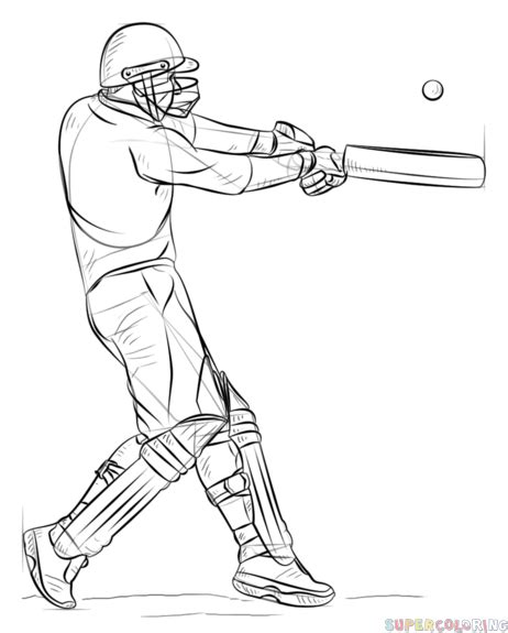 How To Draw A Cricket Player Step By Step Drawing Tutorials