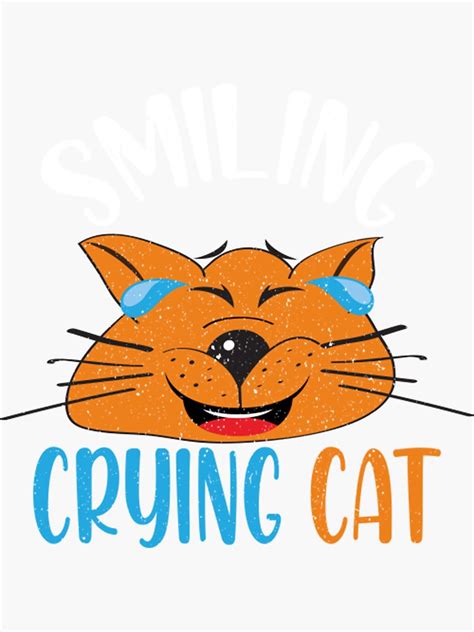 Pegatina Meme De Gato Llorando Sonriente Camiseta De Meme De Gato