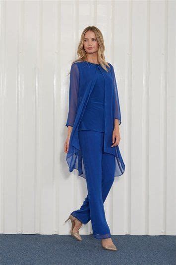 julianna chiffon embellished top and trouser set in royal blue roman originals … in 2023