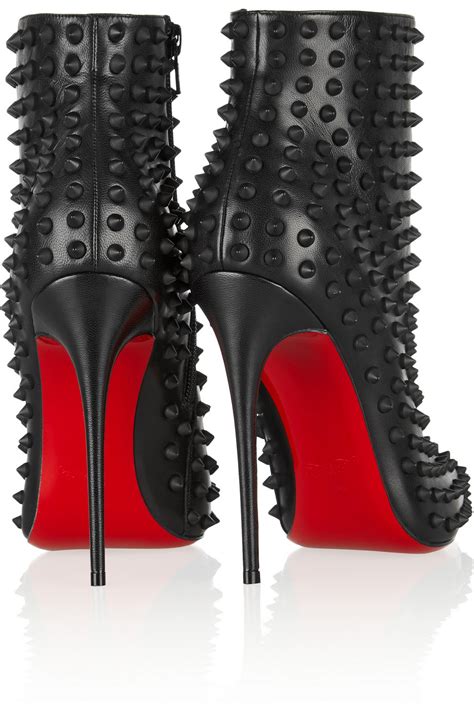 Lyst Christian Louboutin Snakilta 120 Spiked Leather Ankle Boots In Black