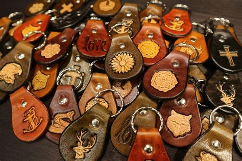 Custom Leather Keychain With Various 3d Stamps In Six Colors Etsy