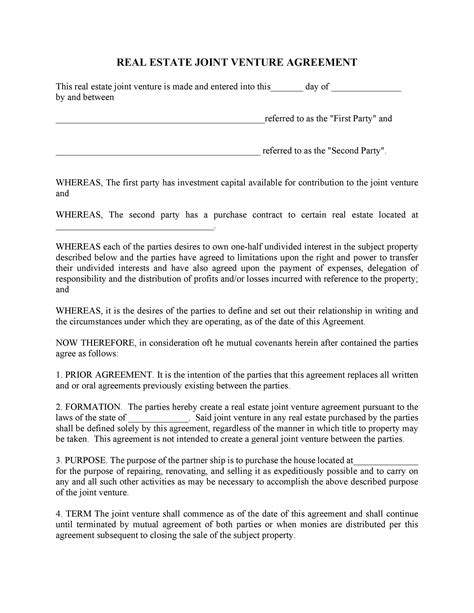 53 Simple Joint Venture Agreement Templates Pdf Doc Template Lab