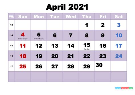 April 2021 April 2021 Calendar Starts With Monday