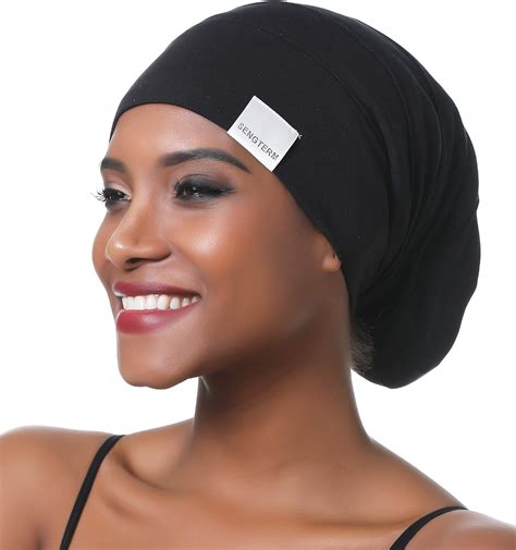 Sengterm Satin Lined Bonnet Hair Cover Large Sleep Cap Adjustable Silky