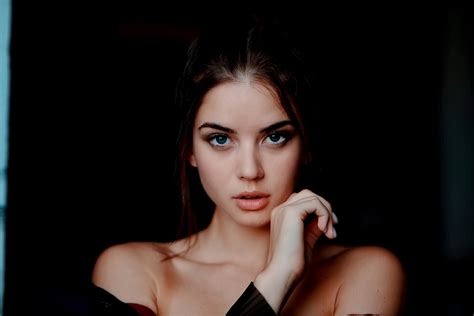 Girl Woman Model Blue Eyes Face Brunette Wallpaper