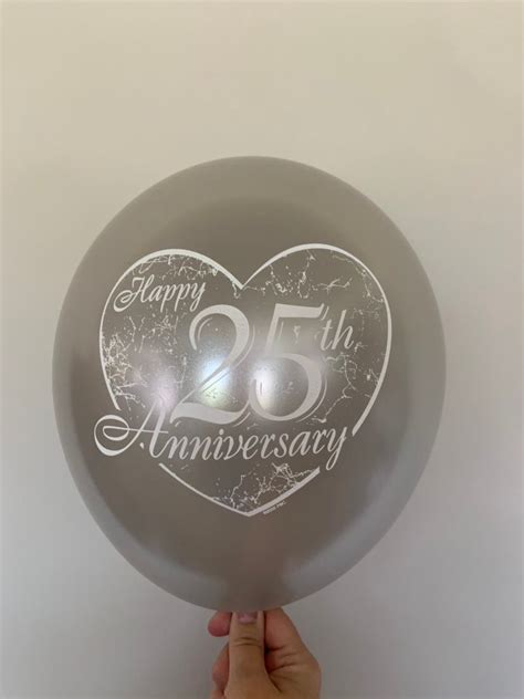 Happy 25th Anniversary Balloons Silver Anniversary Party Decor 25th