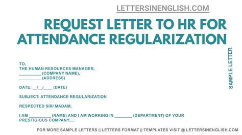 Request Letter To Hr For Attendance Regularization Sample Request