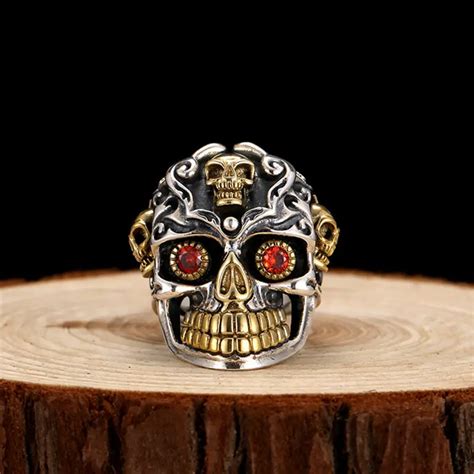 Sterling Silver Sugar Skull Rings For Men 26g Solid Handcrafted Silver
