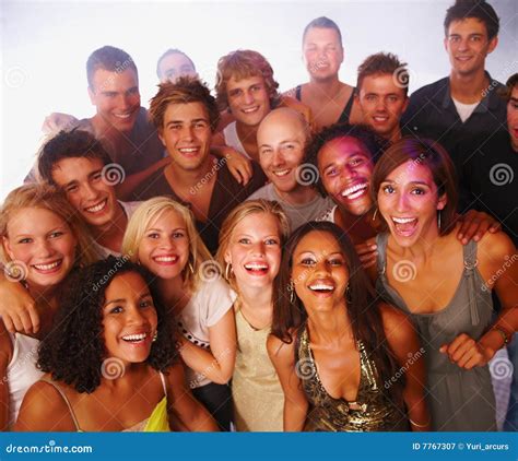Large Group Of Young People Smiling Joyfully Stock Image Image Of