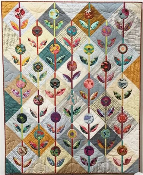 Folk Flower Digital Quilt Pattern By Anna Marie Horner Etsy In 2022