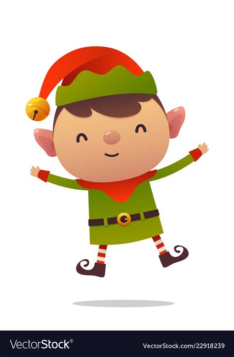 Find over 100+ of the best free cartoon images. Cheerful cartoon cute christmas elf jumps Vector Image