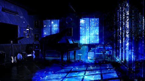 Download Music Room Piano Anime Original Dark Wallpaper 1920x1080