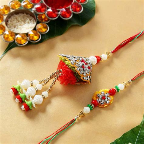 Traditional Fancy Zardosi Work Bhaiya Bhabhi Rakhi Gift Send Rakhi