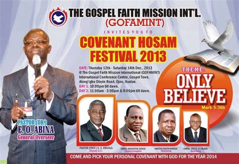 Covenant Hosam Festival 2013 The Gospel Faith Mission International