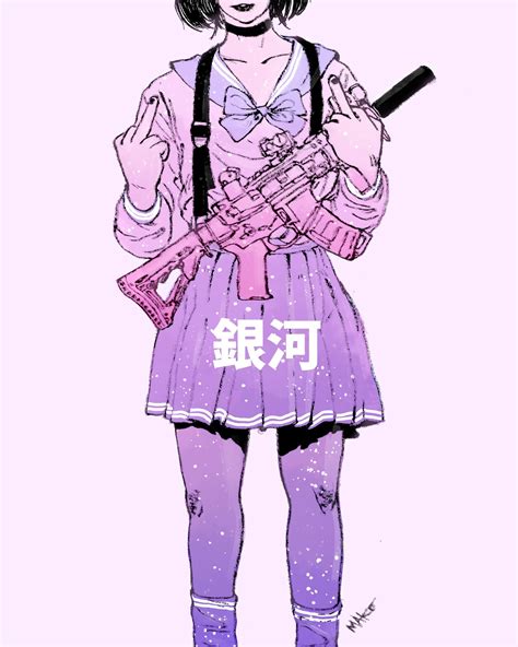 Galaxy Purple Anime Girl Aesthetic