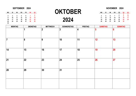 Kalender Oktober 2024 Kalendersu