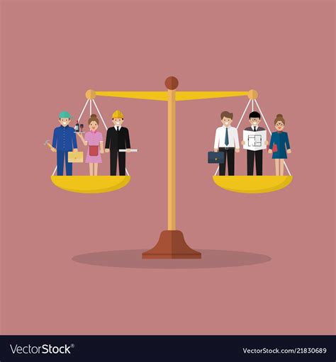 Businessman And Businesswoman Balancing On Scales Vector Image