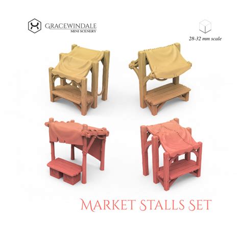3d Printable Market Stalls Set By Gracewindale Mini Scenery