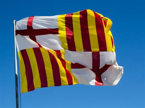 Flag Of Barcelona Stock Image Image Of Catalonia Symbol 95867563
