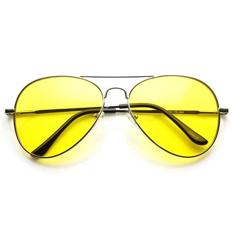 Retro Large Metal Aviator Sunglasses With Yellow Driving Lens 9461 Metal Aviator Sunglasses