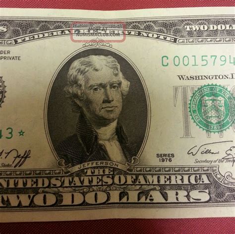 Vintage Rare Crisp 2 Two Dollar Bill 1976 Low Number Star Note Frn Us