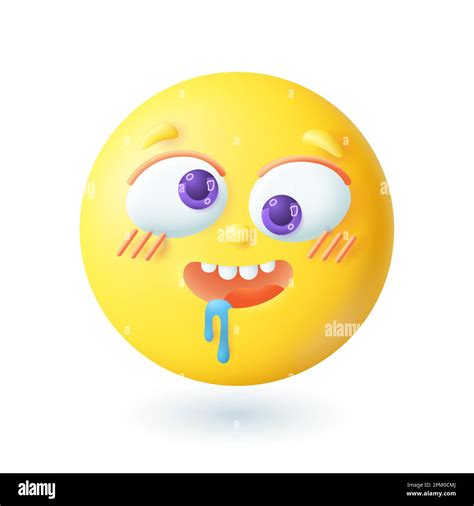 3d Cartoon Style Happy Drooling Emoticon Icon Stock Vector Image And Art