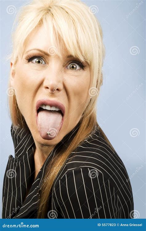 Woman Sticking Out Her Pierced Tongue Stock Image 5577823
