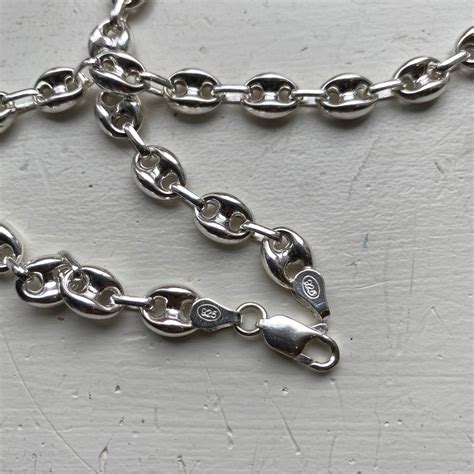 925 Sterling Silver Mariner Puffed Chunky Gucci Link Chain Etsy